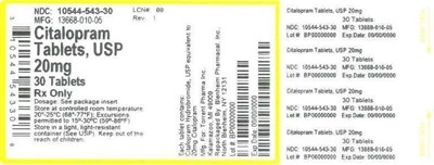 20mg 30ct (Label Citalopram Tabs 20mg Bpi(10544 543 30) Torrent(13668 01 05) Rev1)